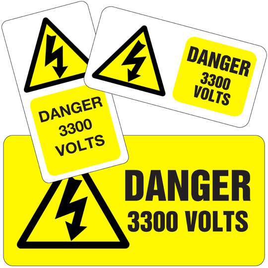 Danger 3300v Labels