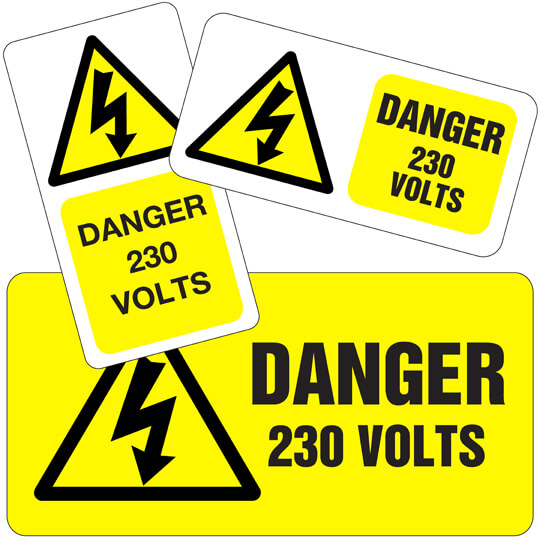 Danger 230v Labels