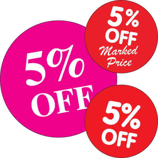 5% Off Stickers