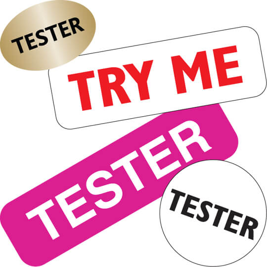 Tester & Try Me Stickers