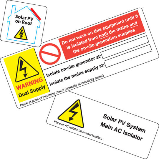 Stickers Multiple Supplies Warning Labels for Consumer Units with Solar and Battery