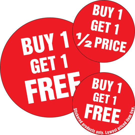 Buy One Get One Free Stickers
