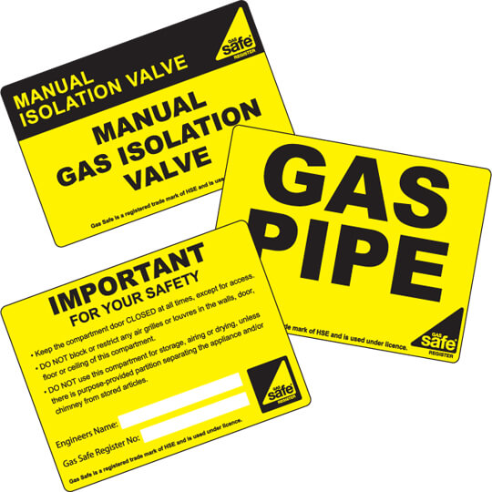 Gas Safe Warning Labels
