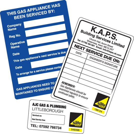 Gas Safe Boiler Service Reminder Stickers 
