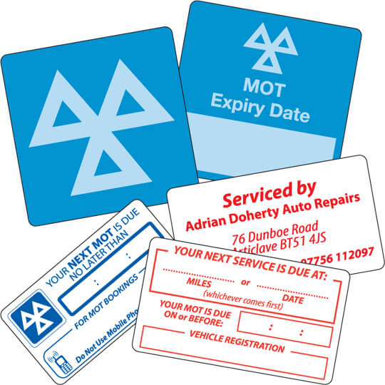 MOT Reminder Stickers