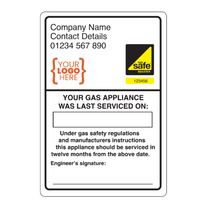 Custom Gas Safe Service Labels 65x95mm | Labels Online