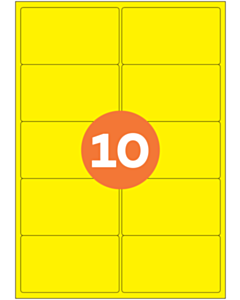 A4 Label Sheets 10 Labels Per Sheet 99x57mm Yellow Permanent