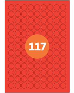 A4 Label Sheets 117 Labels Per Sheet 19mm Diameter Red Permanent