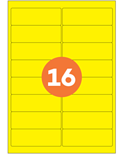 A4 Label Sheets 16 Labels Per Sheet 99x34mm Yellow Permanent