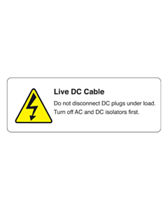 Live DC Cable PV Labels 94x33mm