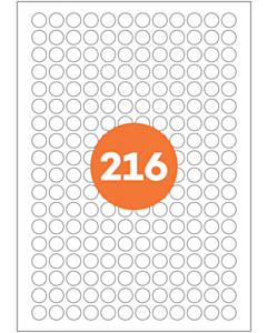 A4 Label Sheets 216 Labels Per Sheet 13mm Diameter White Removable