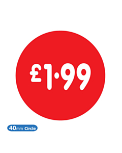 £1.99 Price Labels 40mm Permanent
