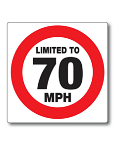 Limited to 70 MPH Sticker - 125x125mm Pack Size 1