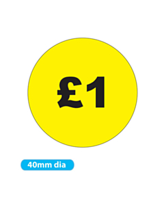 £1 Price Labels 40mm Permanent