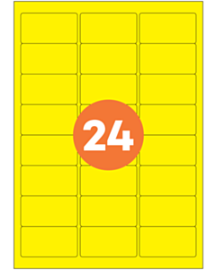 A4 Label Sheets 24 Labels Per Sheet 64x34mm Yellow Permanent