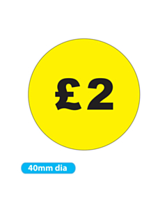£2 Price Labels 40mm Permanent