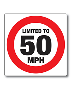 Limited to 50 MPH Sticker - 125x125mm Pack Size 1