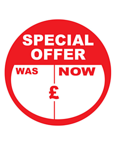 Special Offer Was / Now Stickers 50mm Permanent