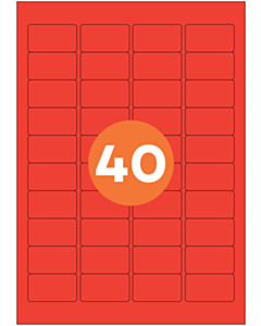 A4 Label Sheets 40 Labels Per Sheet 46x25mm Red Permanent
