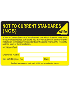 Not to Current Standards (NCS) Labels 100x65mm