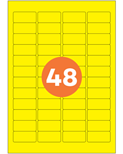 A4 Label Sheets 48 Labels Per Sheet 46x21mm Yellow Permanent