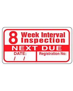 8 Week Interval Inspection Labels 63x33mm