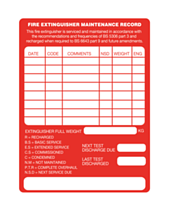 Fire Extinguisher Maintenance Labels