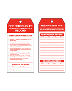 Fire Extinguisher Recharge & Reinspection Tags 134x67mm