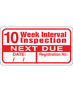 10 Week Interval Inspection Labels 63x33mm
