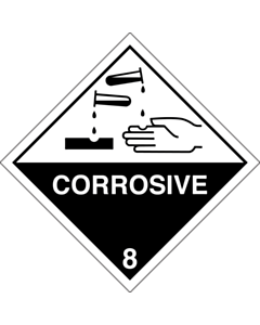 Corrosive 8 White Hand Placard Labels 250x250mm
