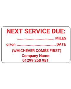 Personalised Service Reminder Stickers
