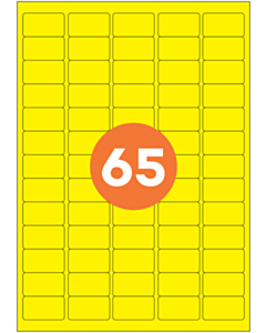 A4 Label Sheets 65 Labels Per Sheet 38x21mm Yellow Permanent