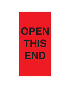 Open This End Labels 75x150mm