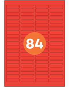 A4 Label Sheets 84 Labels Per Sheet 46x11mm Red Permanent