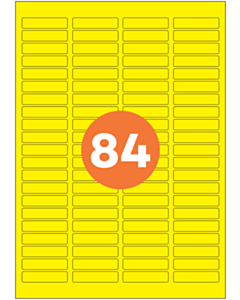 A4 Label Sheets 84 Labels Per Sheet 46x11mm Yellow Permanent