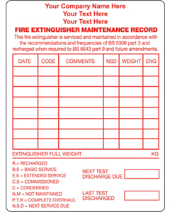 Personalised Fire Extinguisher Service Labels