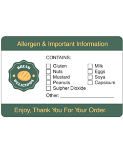 Personalised Allergen Labels 75x50mm