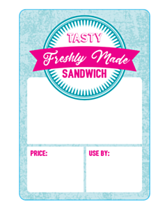 Tasty Freshly Made Sandwich Labels 50x73mm
