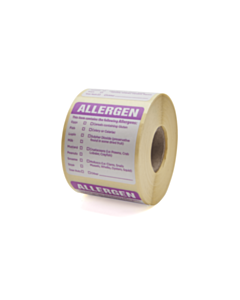 Food Allergen Warning Label 50x50mm Permanent
