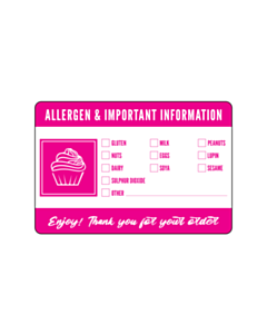 Bakers Allergen Stickers Pink 76x51mm