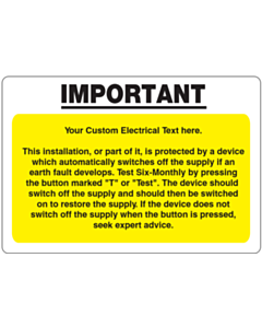 Custom Electrical Warning Labels 95x65mm