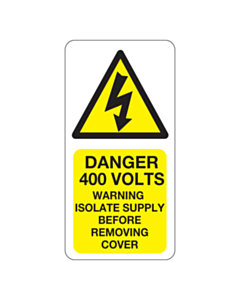 Danger 400 Volts Isolate Supply Labels 25x50mm