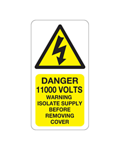 Danger 11000 Volts Isolate Supply Labels 33x63mm