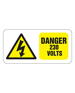 Danger 230 Volts Labels 50x25mm