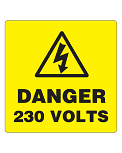 Danger 230 Volts Labels 50x50mm