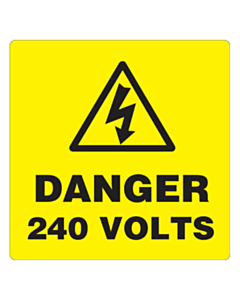 Danger 240 Volts Labels 50x50mm