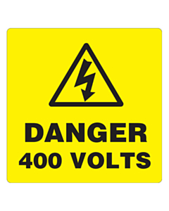 Danger 400 Volts Labels 100x100mm
