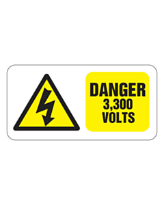 Danger 3300 Volts Labels 50x25mm