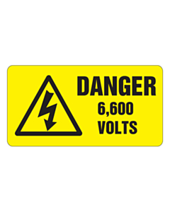 Danger 6600 Volts Labels 63x33mm