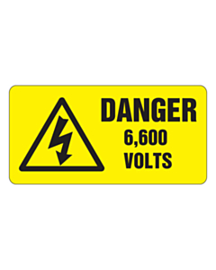 Danger 6600 Volts Labels 50x25mm
